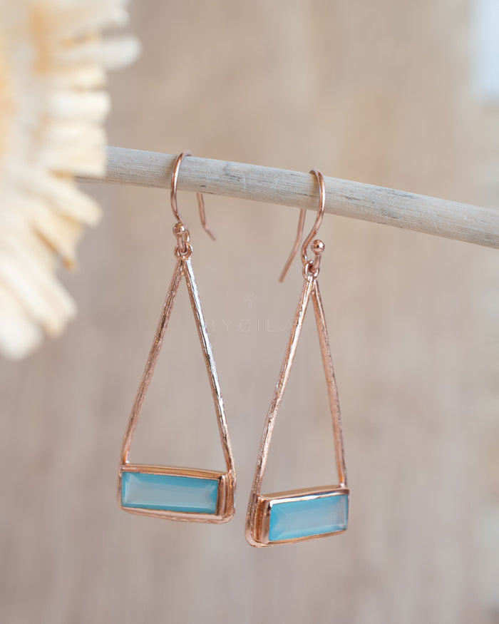 Marina Earrings * Blue Chalcedony * Gold Plated 18k, Silver Plated or Rose Gold * BJE006B