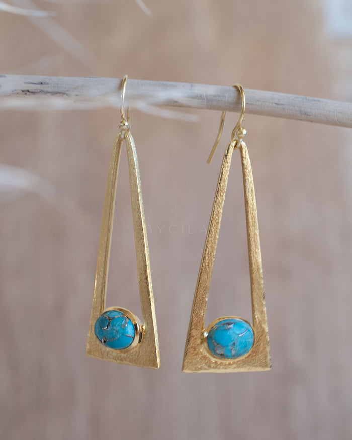 Lucia Earrings * Copper Turquoise * Gold Plated 18k * BJE280