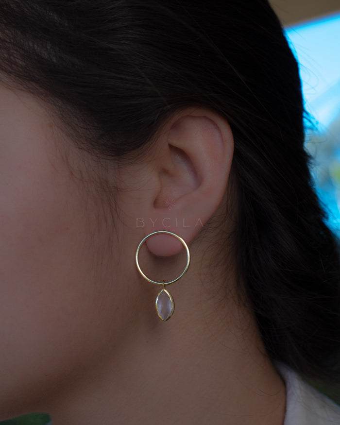 Agatha Earrings * Rose Quartz * Gold Plated 18k or Silver Plated * BJE096