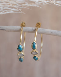 Little Yeda Earrings * Turquoise & Moonstone * Gold Plated 18k, Silver Plated or Rose Gold Plated* BJE273B