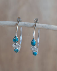 Little Yeda Earrings * Turquoise & Moonstone * Gold Plated 18k, Silver Plated or Rose Gold Plated* BJE273B