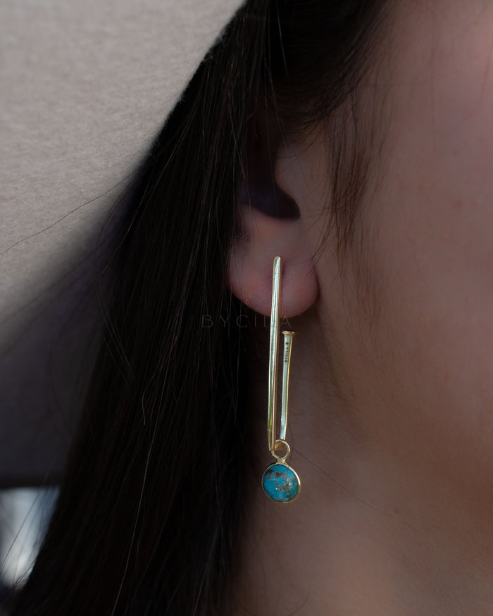 Lorena Earrings * Copper Turquoise * Gold Plated 18k * BJE142