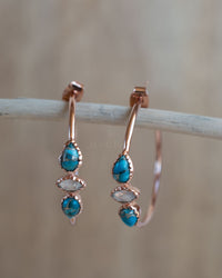 Little Yeda Earrings * Turquoise & Moonstone * Gold Plated 18k, Silver Plated or Rose Gold Plated* BJE273B