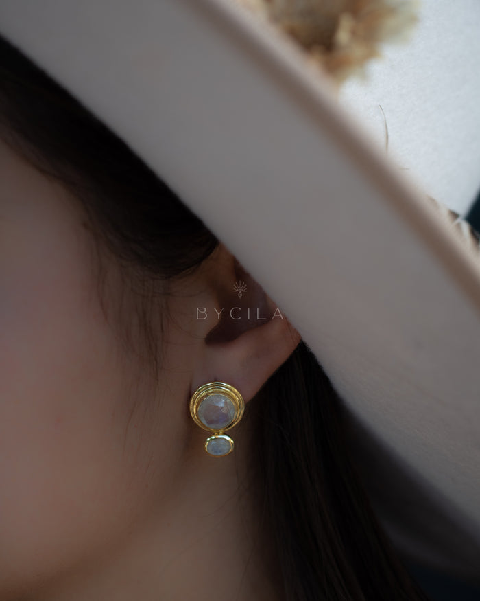 Moonstone Earrings Gold Plated 18k  * BJE247