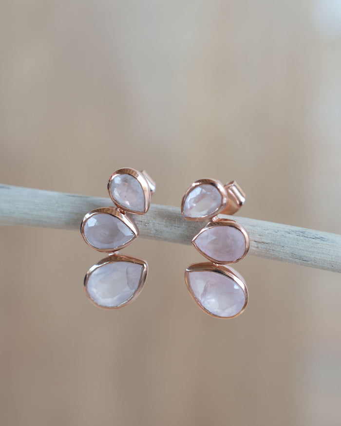 Emilia Earrings * Rose Quartz * Gold Plated, Silver Plated and Rose Gold Plated * BJE172