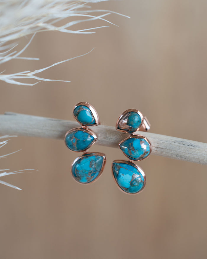 Emilia Earrings * Cooper Turquoise * Gold Plated, Silver Plated and Rose Gold * BJE173C