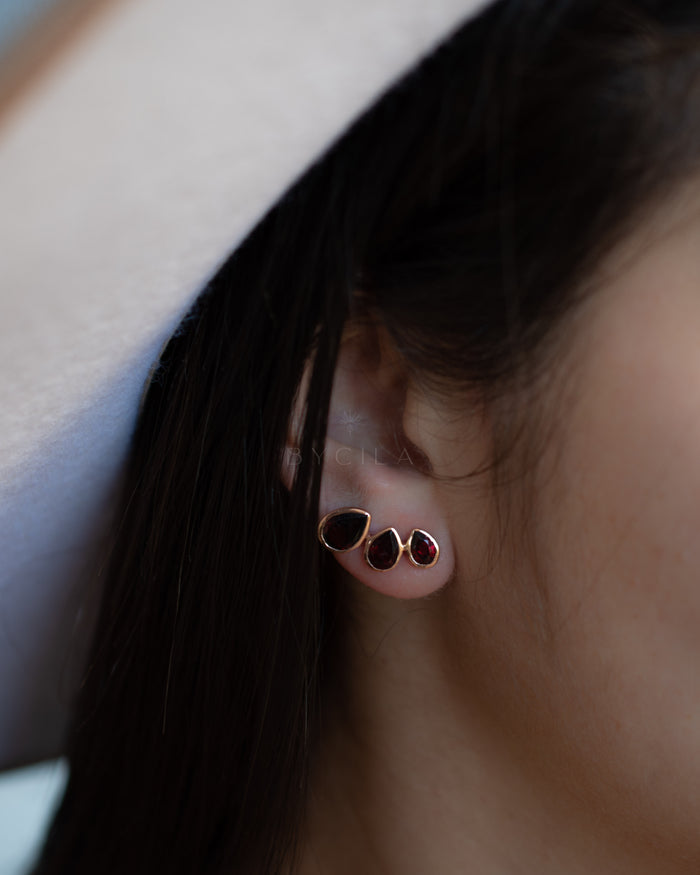 Emilia Earrings * Garnet hydro * Gold Plated, Silver Plated and Rose Gold * BJE176