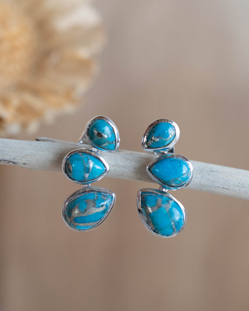 Emilia Earrings * Cooper Turquoise * Gold Plated, Silver Plated and Rose Gold * BJE173