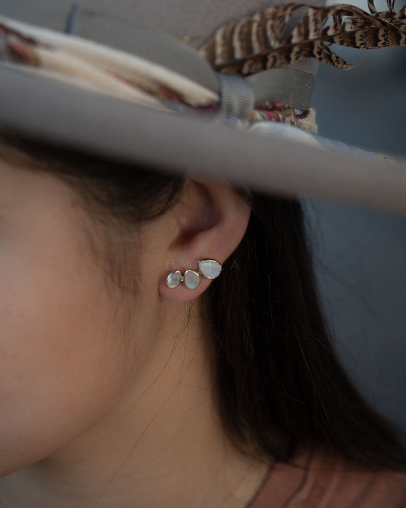 Emilia Earrings * Moonstone *  Gold Plated, Silver Plated and Rose Gold * BJE174