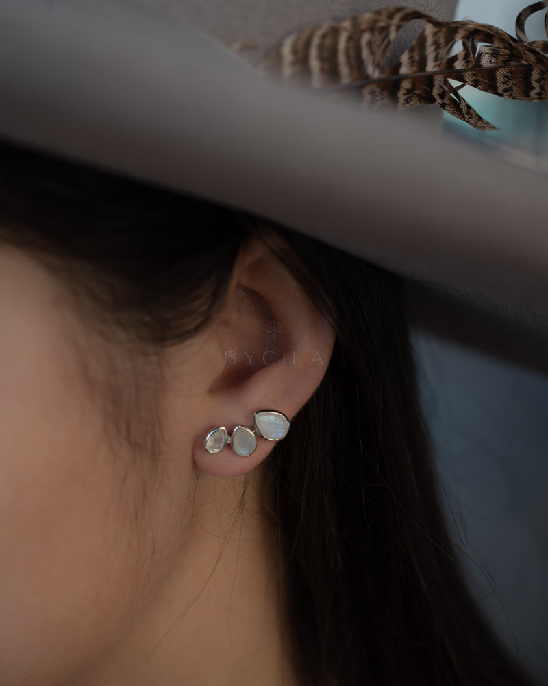 Emilia Earrings * Moonstone *  Gold Plated, Silver Plated and Rose Gold * BJE174