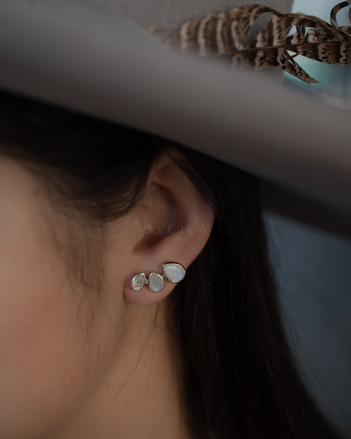 Emilia Earrings * Moonstone *  Gold Plated, Silver Plated and Rose Gold * BJE174