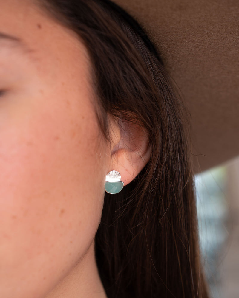 Bellinha Earrings * Aqua Chalcedony * Gold Plated 18k  or Sterling Silver 925* BJE159