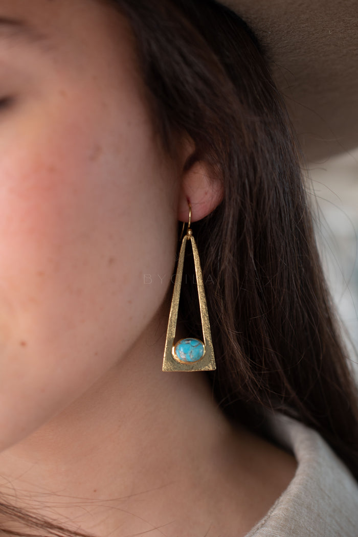 Lucia Earrings * Copper Turquoise * Gold Plated 18k * BJE280
