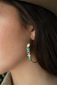Nati Earrings * Moonstone, Copper Turquoise & Labradorite * Gold Plated 18k * BJE290