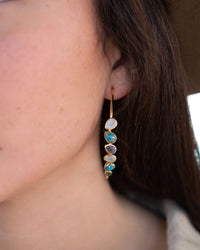 Nati Earrings * Moonstone, Copper Turquoise & Labradorite * Gold Plated 18k * BJE290