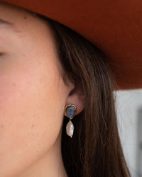Danuza Earrings * Labradorite & Pearl * Gold Plated * BJE264