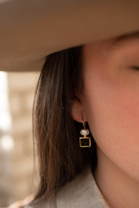 Faby Earrings * Smoky Quartz & Pearl * Gold Plated 18k * BJE287