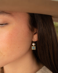Faby Earrings * Aqua Chalcedony & Pearl * Gold Plated 18k * BJE286