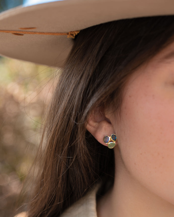Camille Earrings * Amazonite, Labradorite & Iolite hydro * Gold Plated 18k * BJE305