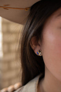 Camille Earrings * Smoky Quartz, Labradorite & Blue Topaz hydro * Gold Plated 18k * BJE307
