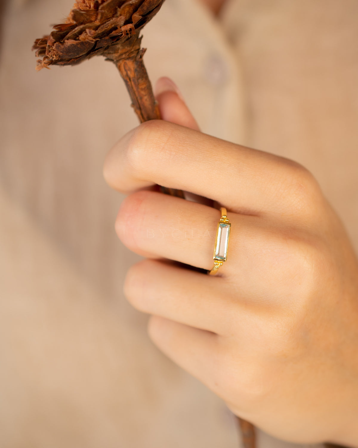 Mariana Ring * Blue Topaz hydro * Gold Plated 18k * BJR343