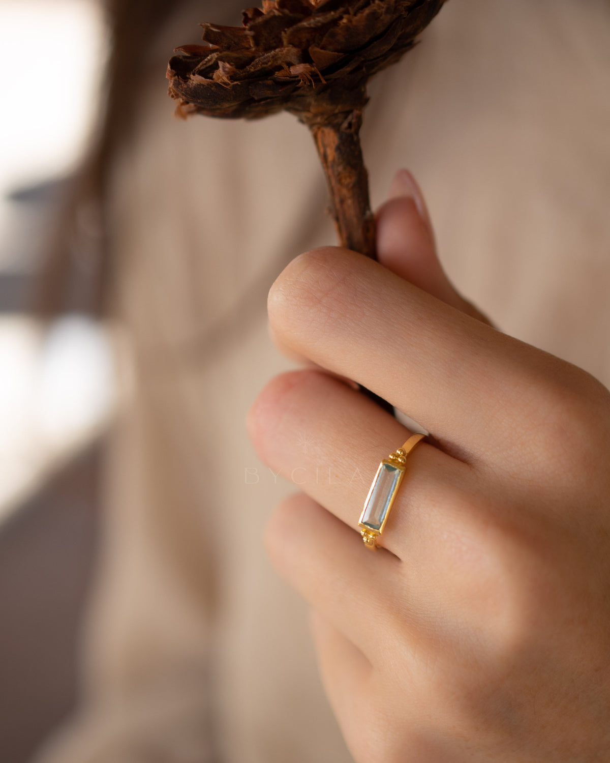 Mariana Ring * Blue Topaz hydro * Gold Plated 18k * BJR343