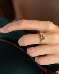 Clyne Ring * Labradorite, Moonstone & Rose Quartz * Gold Plated 18k * BJR151