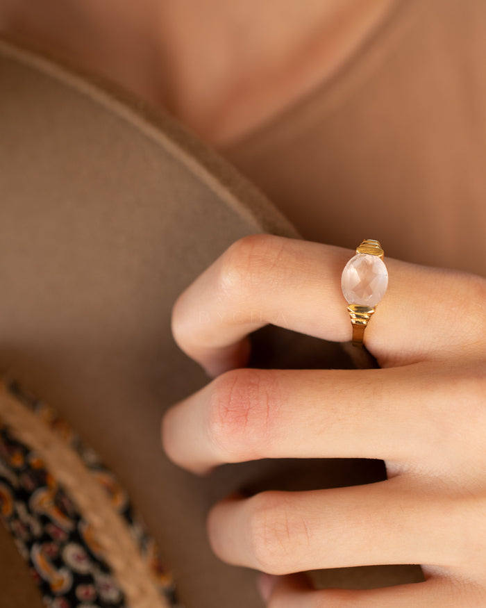 Amelie Ring * Rose Quartz * Gold Plated * BJR274