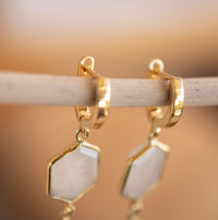 Glaucia Leverback  Earrings * Moonstone, Iolite hydro and Pearl * Gold Plated * BJE244