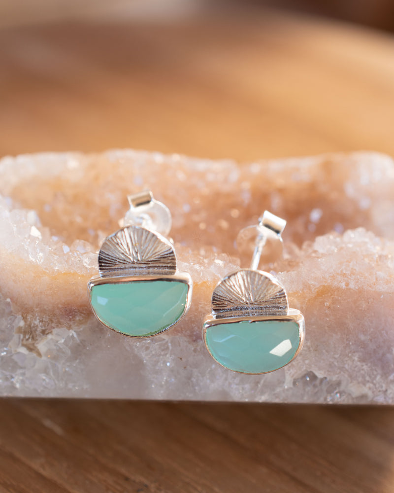 Bellinha Earrings * Aqua Chalcedony * Gold Plated 18k  or Sterling Silver 925* BJE159