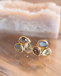 Camille Earrings * Smoky Quartz, Labradorite & Blue Topaz hydro * Gold Plated 18k * BJE307