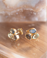 Camille Earrings * Smoky Quartz, Labradorite & Blue Topaz hydro * Gold Plated 18k * BJE307