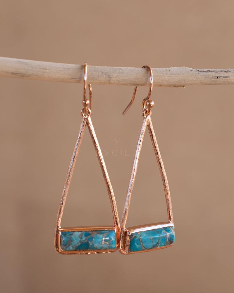 Marina Earrings * Copper Turquoise * Gold Plated 18k, Silver Plated or Rose Gold Plated * BJE002A