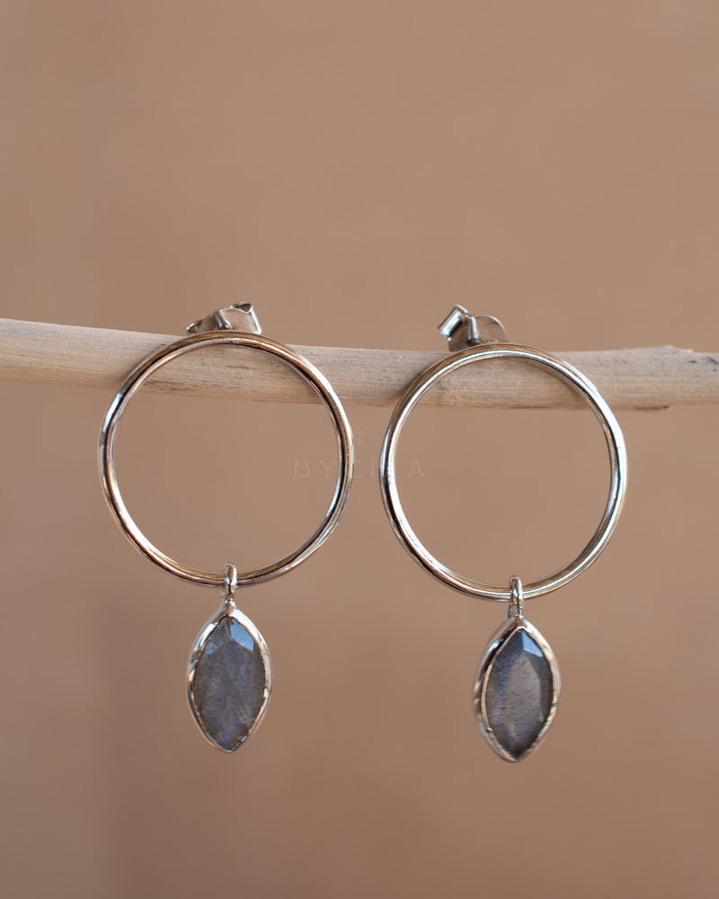 Agatha Earrings * Labradorite * Rose Gold Plated , Silver Plated, or Gold Plated *  BJE079B