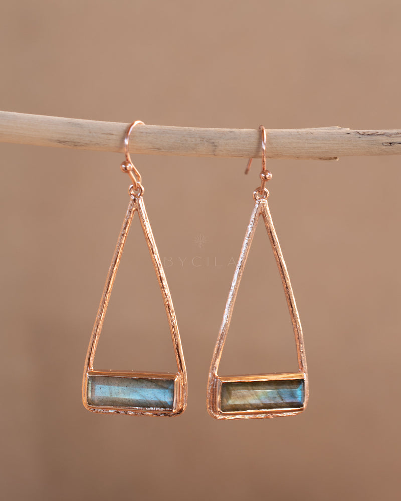 Marina Earrings * Labradorite * Gold Plated 18k or Silver Plated * BJE003A