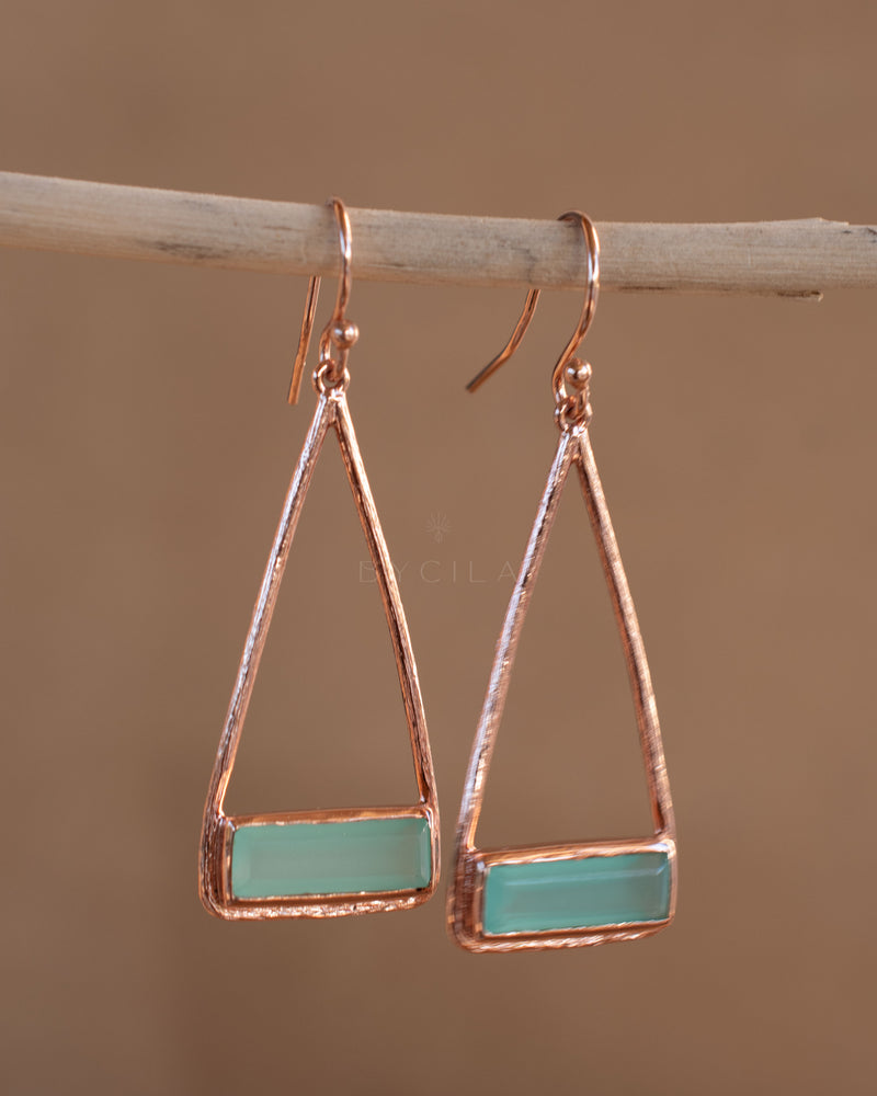 Marina Earrings * Aqua Chalcedony * Gold Plated 18k, Silver Plated or Rose Gold Plated * BJE005C