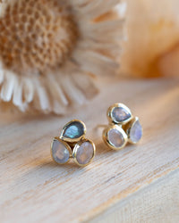 Camille Earrings * Moonstone, Labradorite & Rose Quartz * Gold Plated 18k * BJE306