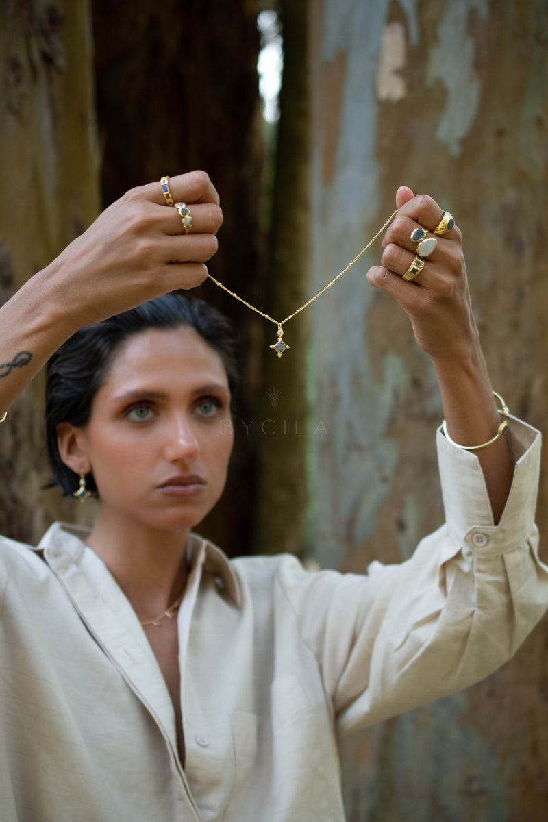 Marilia Ring * Labradorite & Moonstone * Gold Plated * BJR258