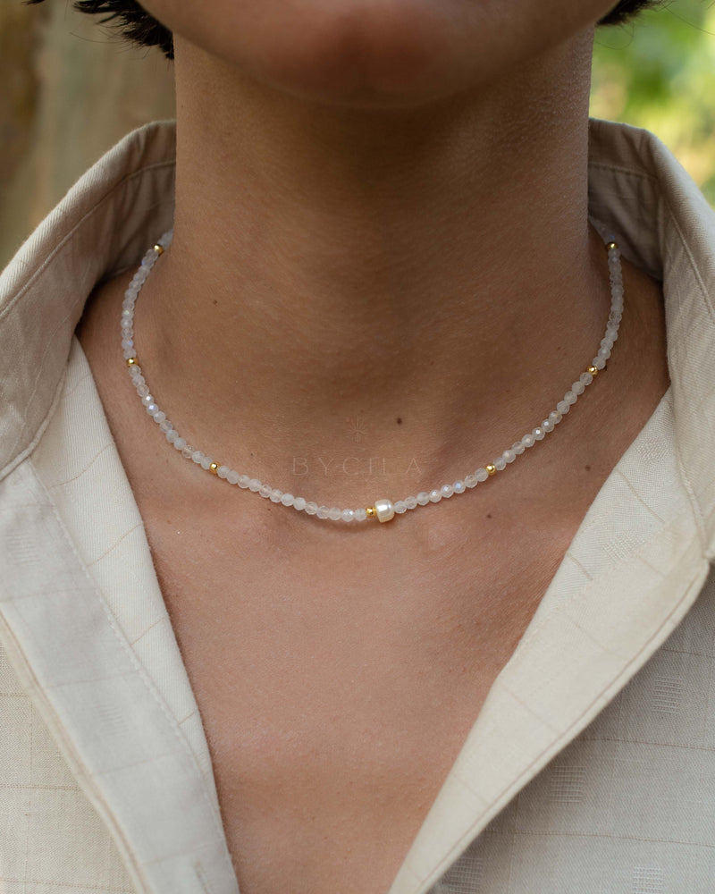 Jess Necklace ~ Moonstone * Gold Plated or Sterling Silver 925 * BJN176