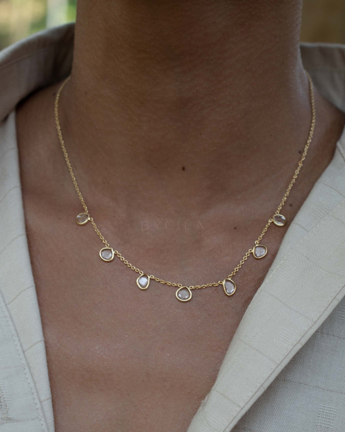 Labradorite, Moonstone or Clear Quartz Necklace * Gold Plated * BJN169