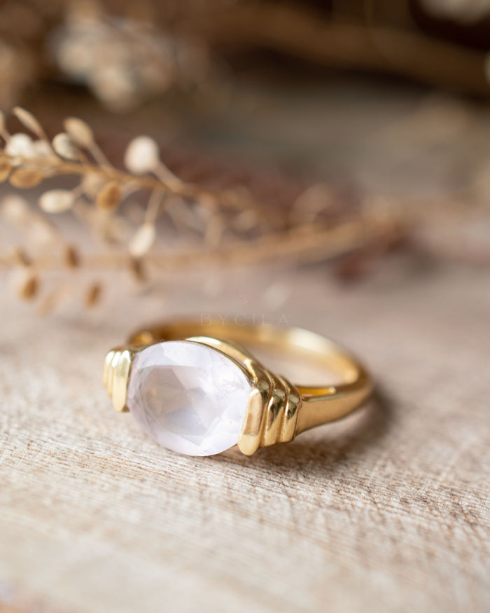 Amelie Ring * Rose Quartz * Gold Plated * BJR274