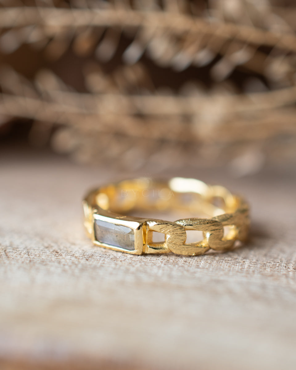 Joely Ring * Labradorite * Gold Plated 18k * BJR174