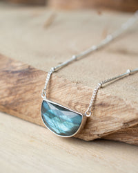 Celeste Half Moon Necklace * Labradorite * Gold Plated over Sterling Silver or Sterling Silver 925 * BJN007