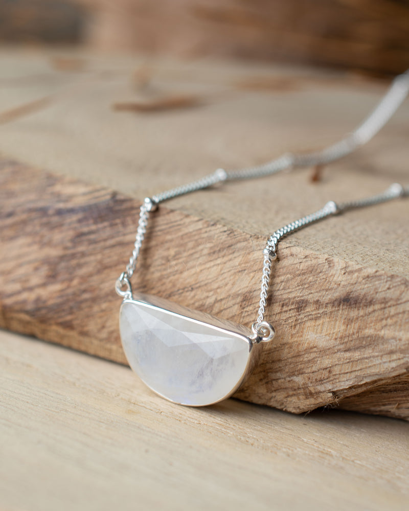 Celeste Half Moon Necklace * Moonstone * Gold Plated over Sterling Silver or Sterling Silver 925 * BJN006