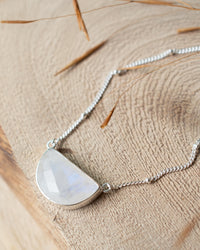 Celeste Half Moon Necklace * Moonstone * Gold Plated over Sterling Silver or Sterling Silver 925 * BJN006