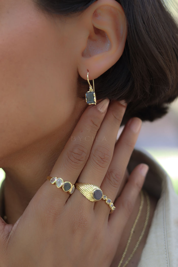 Clyne Ring * Labradorite, Moonstone & Rose Quartz * Gold Plated 18k * BJR151
