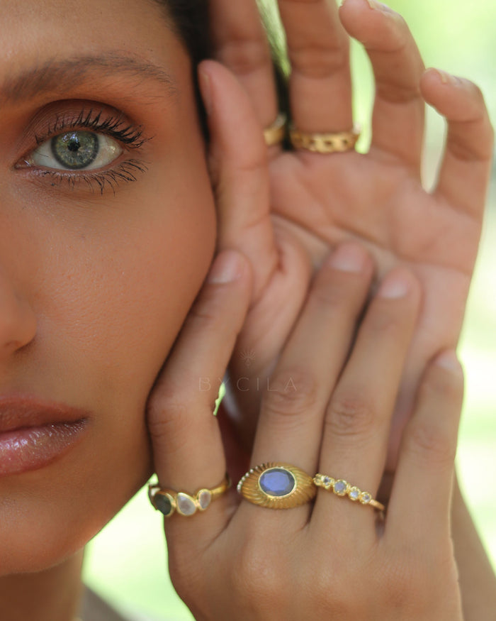 Leily Ring * Labradorite * Gold Plated 18k * BJR345