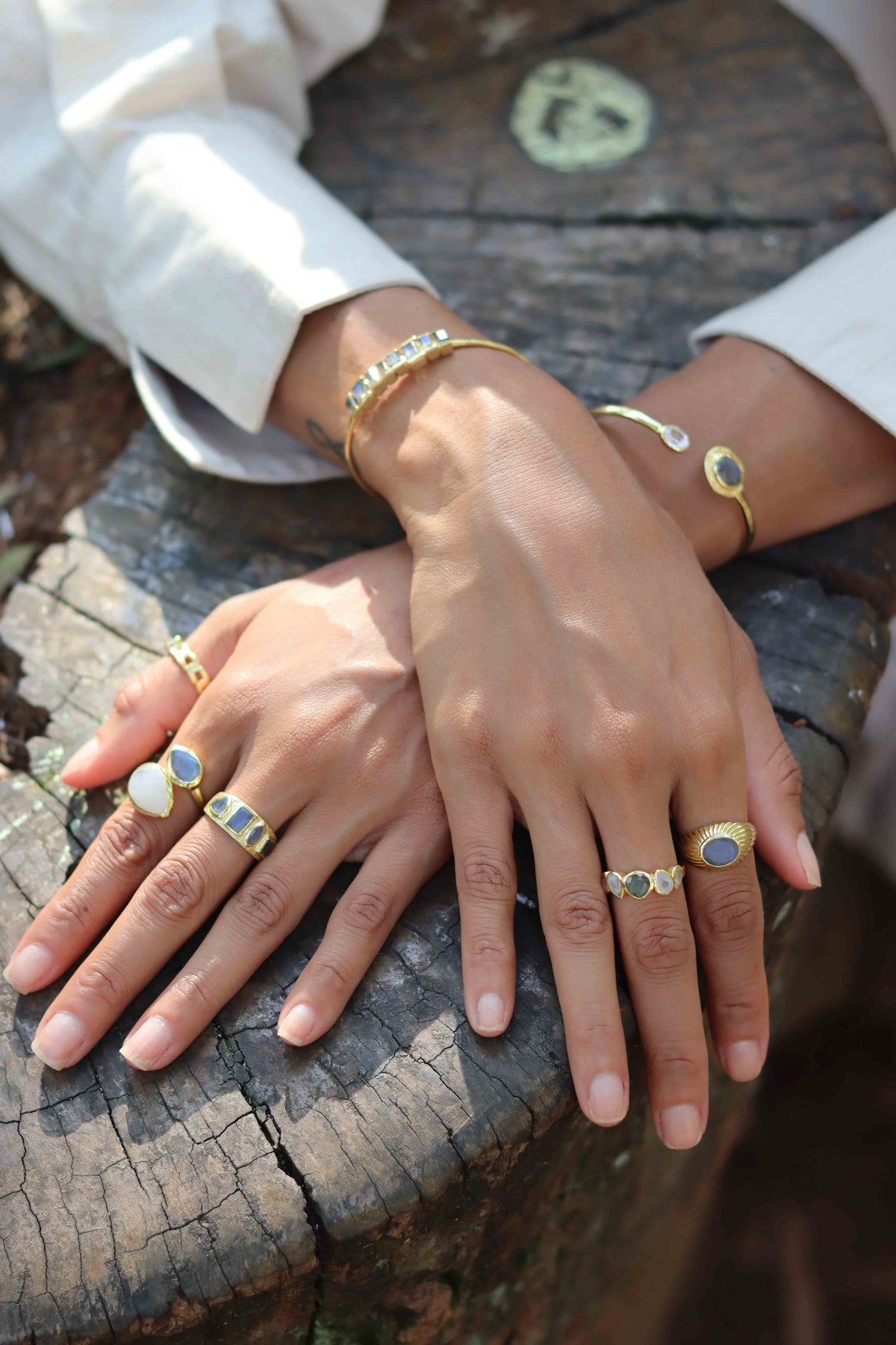 Marilia Ring * Labradorite & Moonstone * Gold Plated * BJR258