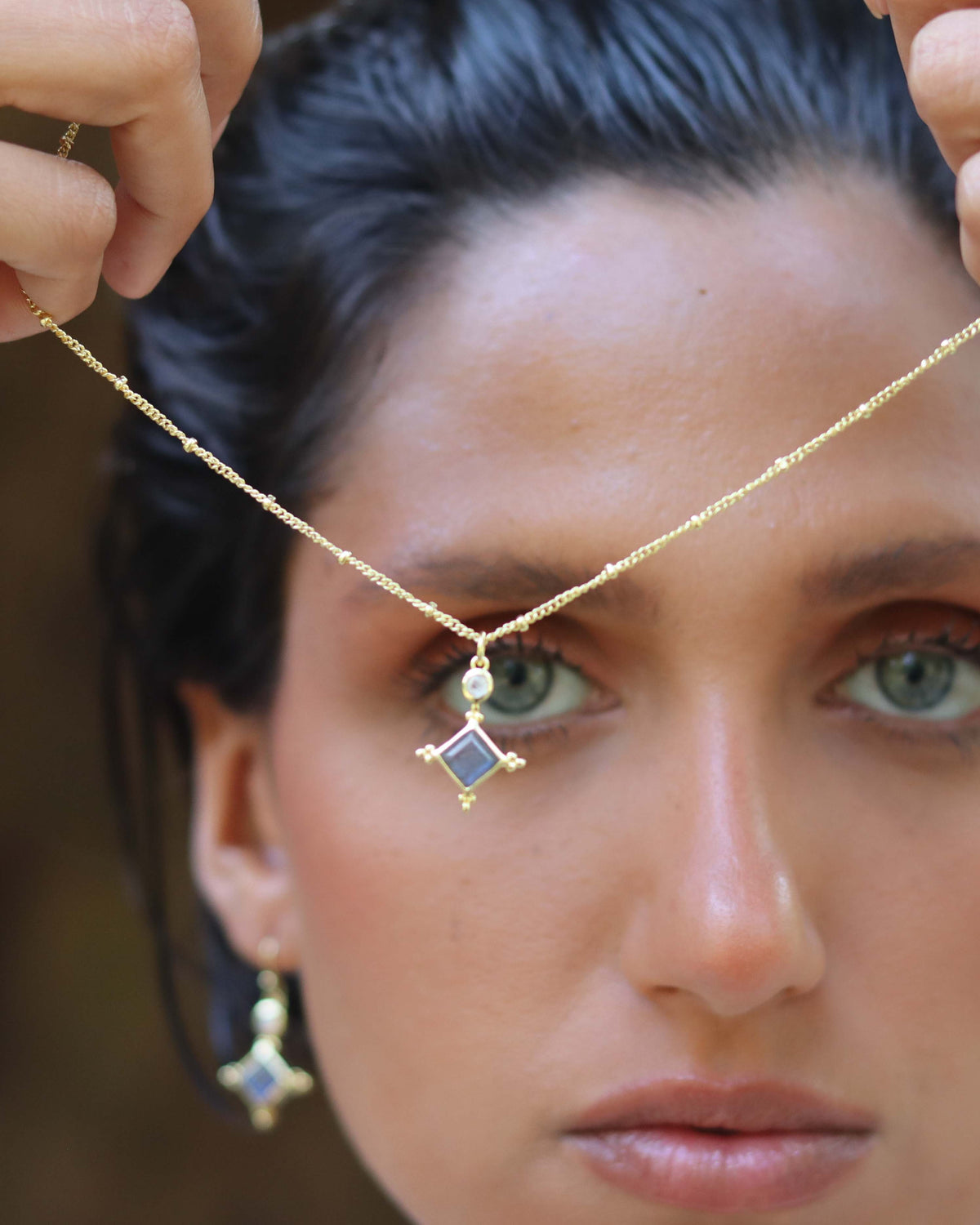 Laila Necklace * Labradorite & Moonstone * Gold Plated 18k * BJN202