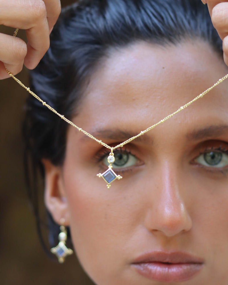 Laila Necklace * Labradorite & Moonstone * Gold Plated 18k * BJN202